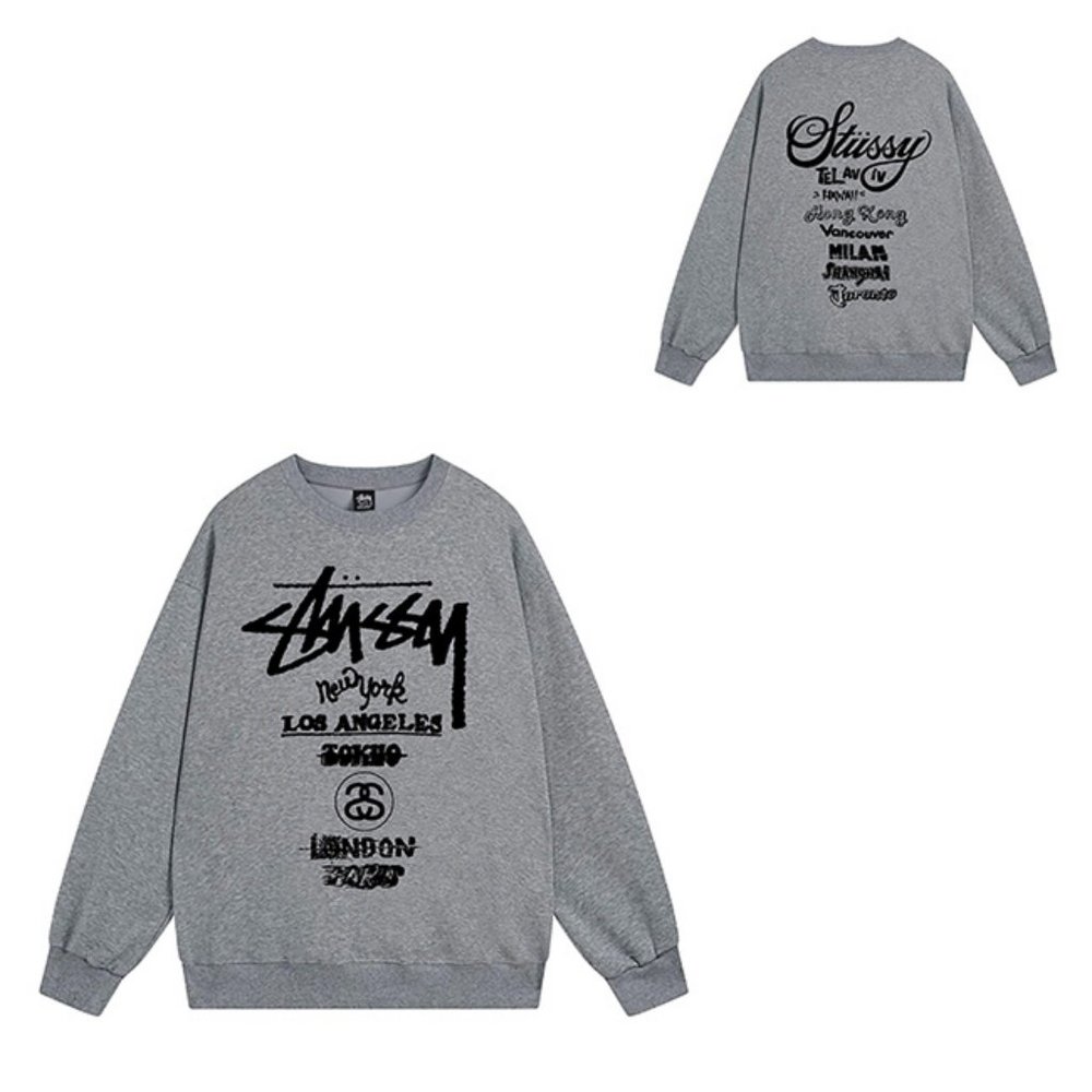Stussy Sweatshirt World Tour Crew Sweat Dark Gray